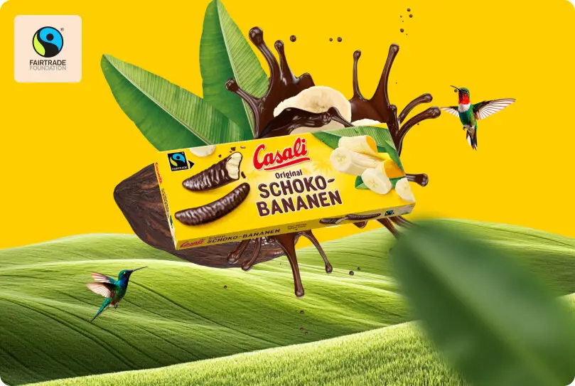 Illustration of chocolate and Casali Chocolate Bananas